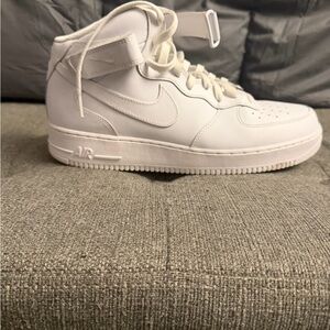 Nike Air Force 1 White High-Top Sneaker with Strap